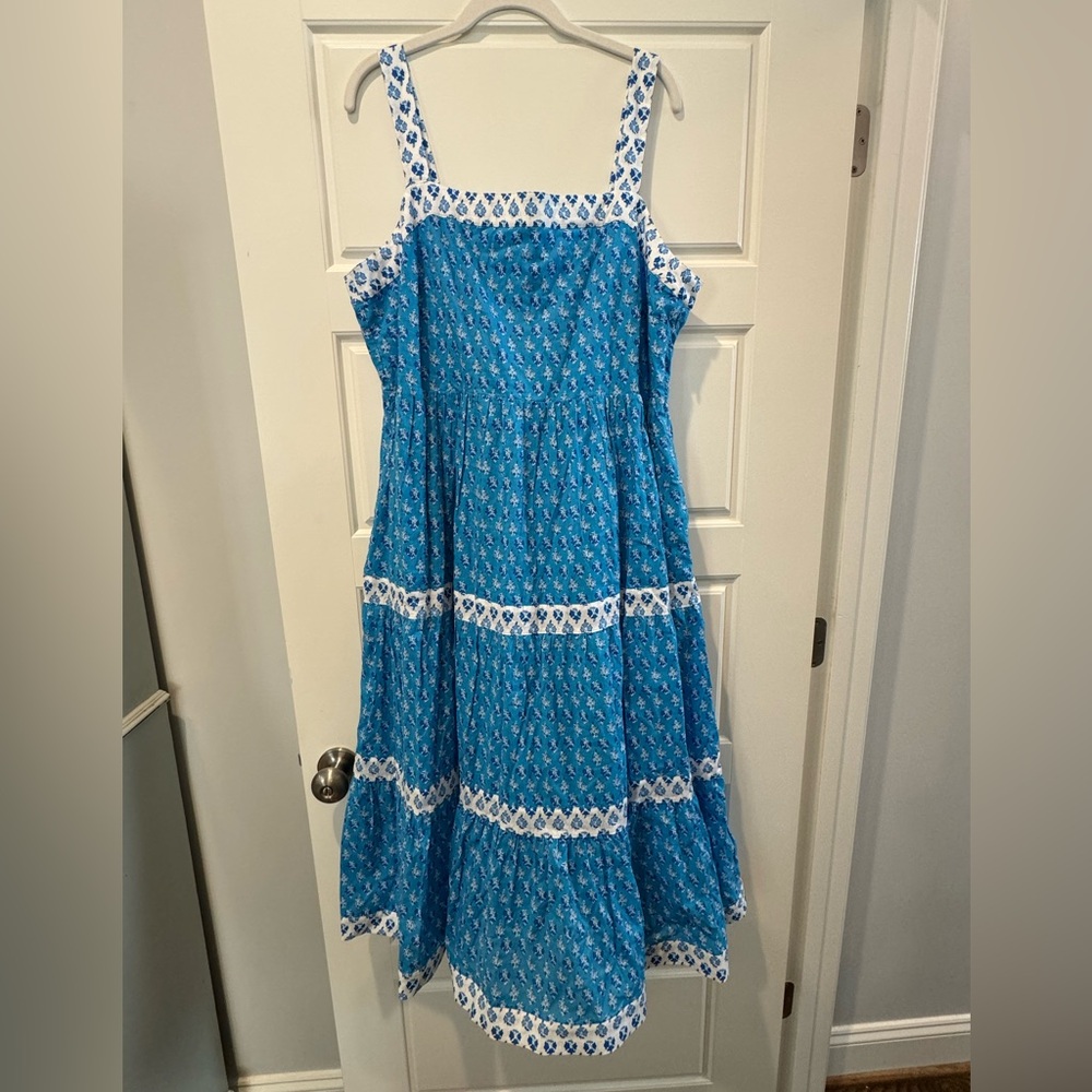 J. Crew Size 16 Blue Blockprint Sundress